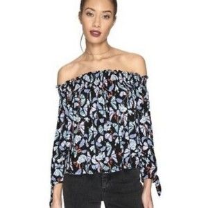 WE THE FREE Off The Shoulder Boho Black Multicolor Blouse